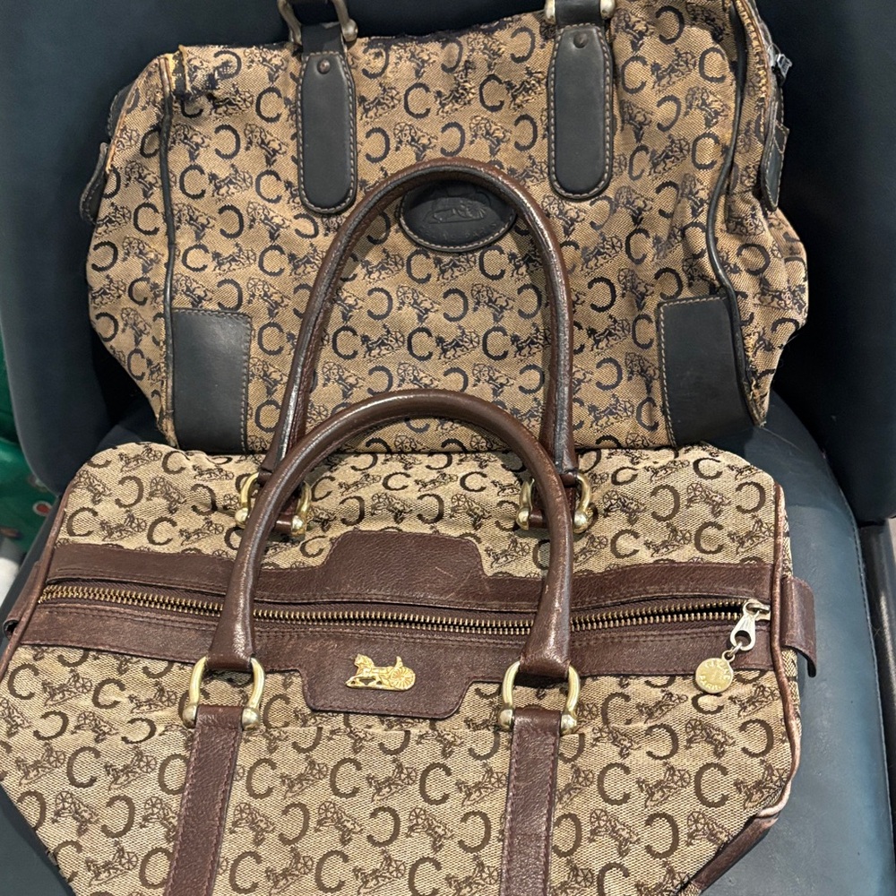 Brown Patterned Celine 2 bags - vintage Celine brown and the other bag is blue